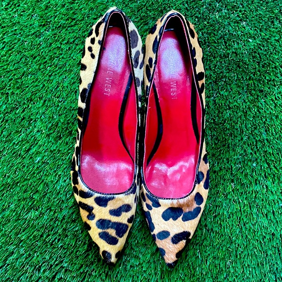 Calf Hair Leopard leather heels - size 6.5 - Picture 2 of 4